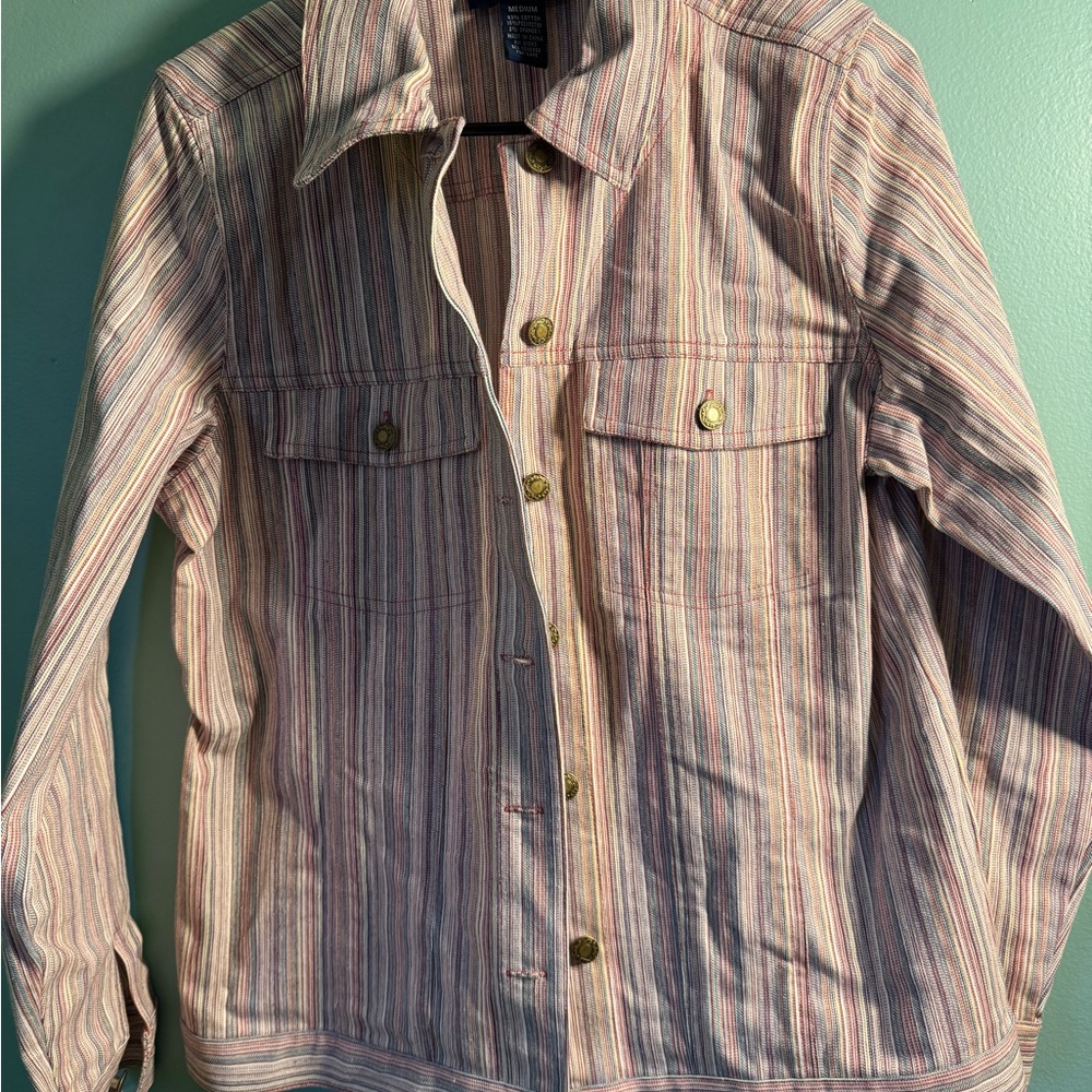 Denim&Co Multicolor Striped Jean Jacket